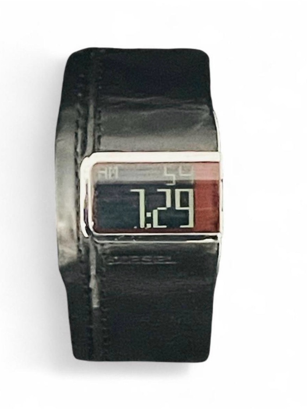 Diesel Vintage Digital Leather Cuff Watch Model-DZ7033, Black